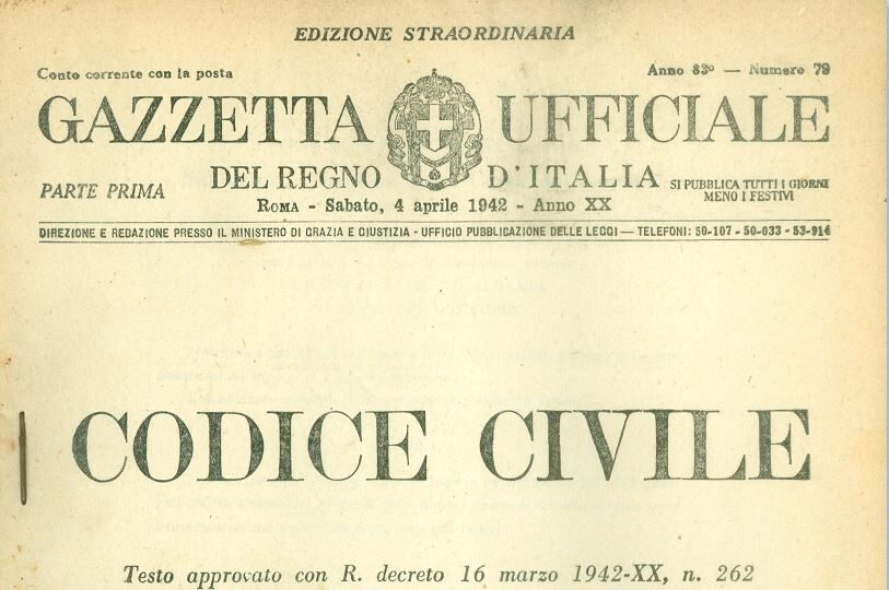 Codice Civile - Gazzetta Ufficiale 1942 - successione ereditaria